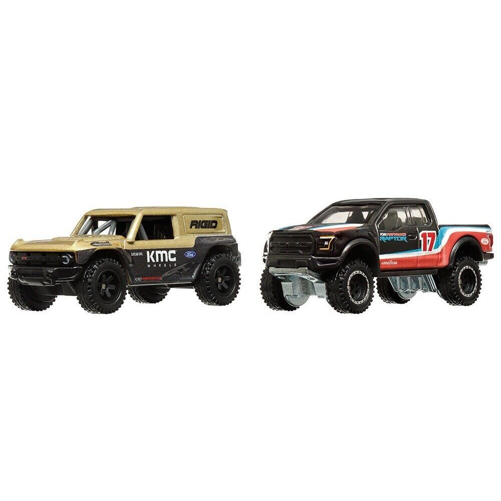 Ford Bronco R Gold Metallic and Black and 2017 Ford F-150 Raptor Pickup Truck