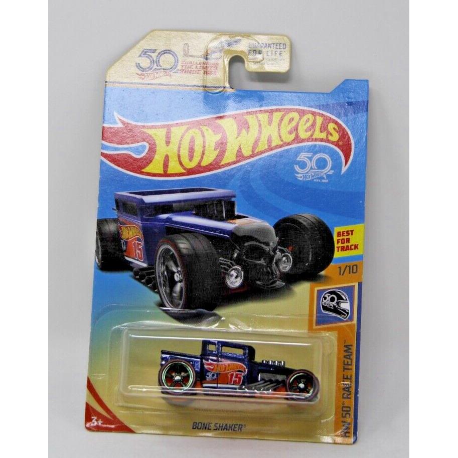 Hot Wheels 50th Anniv. Super Treasure Hunt Bone Shaker HW Race Team W/protector