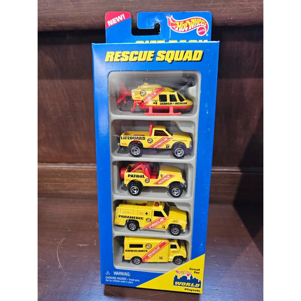 Nip 1996 Vintage Hot Wheels Rescue Squad 5 Car Gift Pack 17489 Emergency