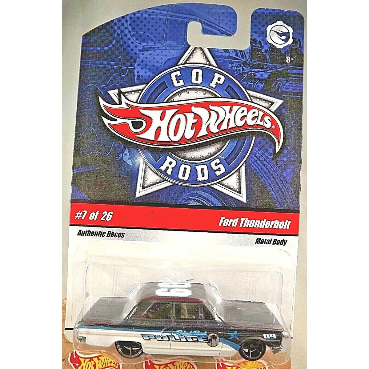 2009 Hot Wheels Cop Rods 7/26 Ford Thunderbolt Black/white W/black OH5 Spokes