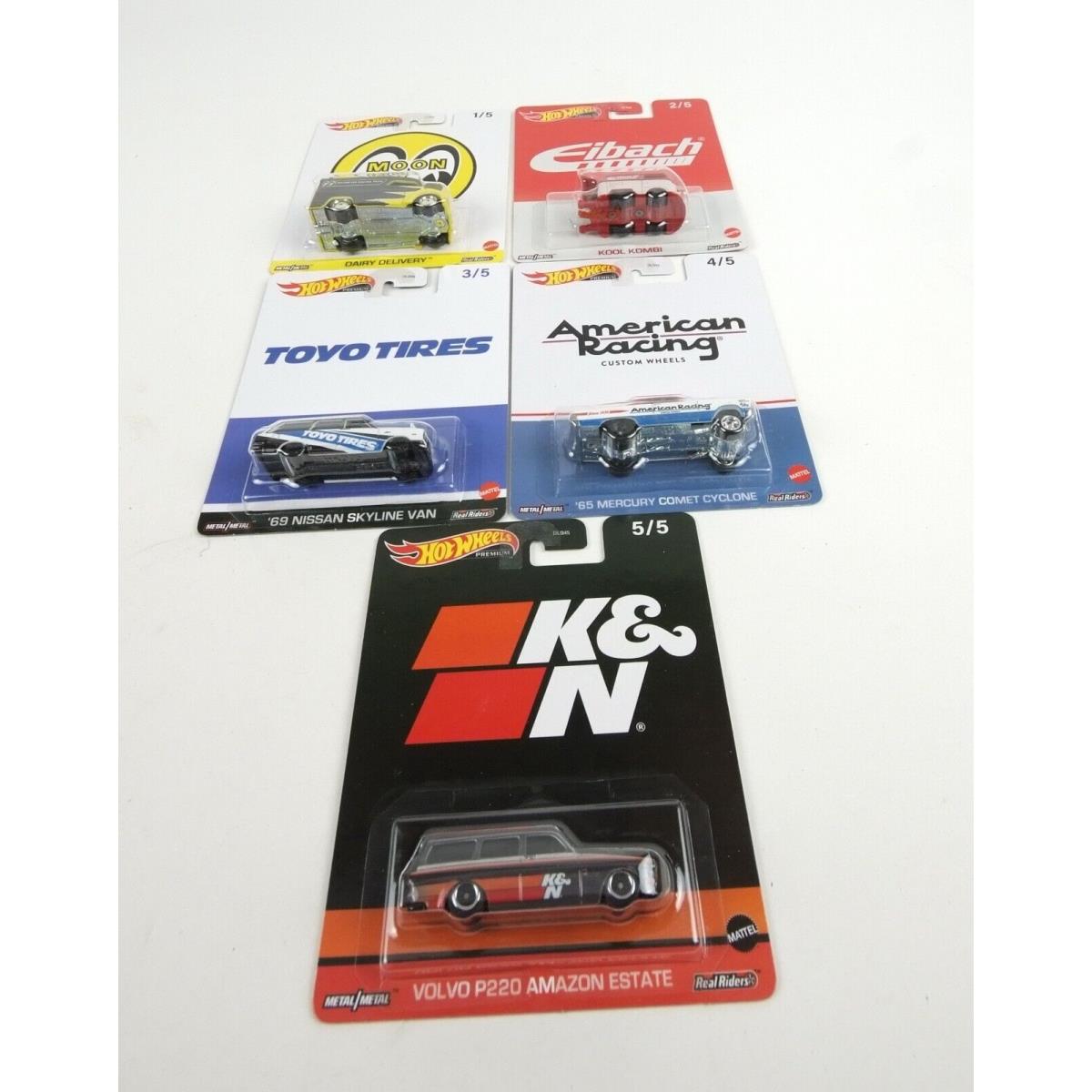 2023 Hot Wheels Premium Set of 5 - Moon Eyes Kombi Skyline Comet Volvo