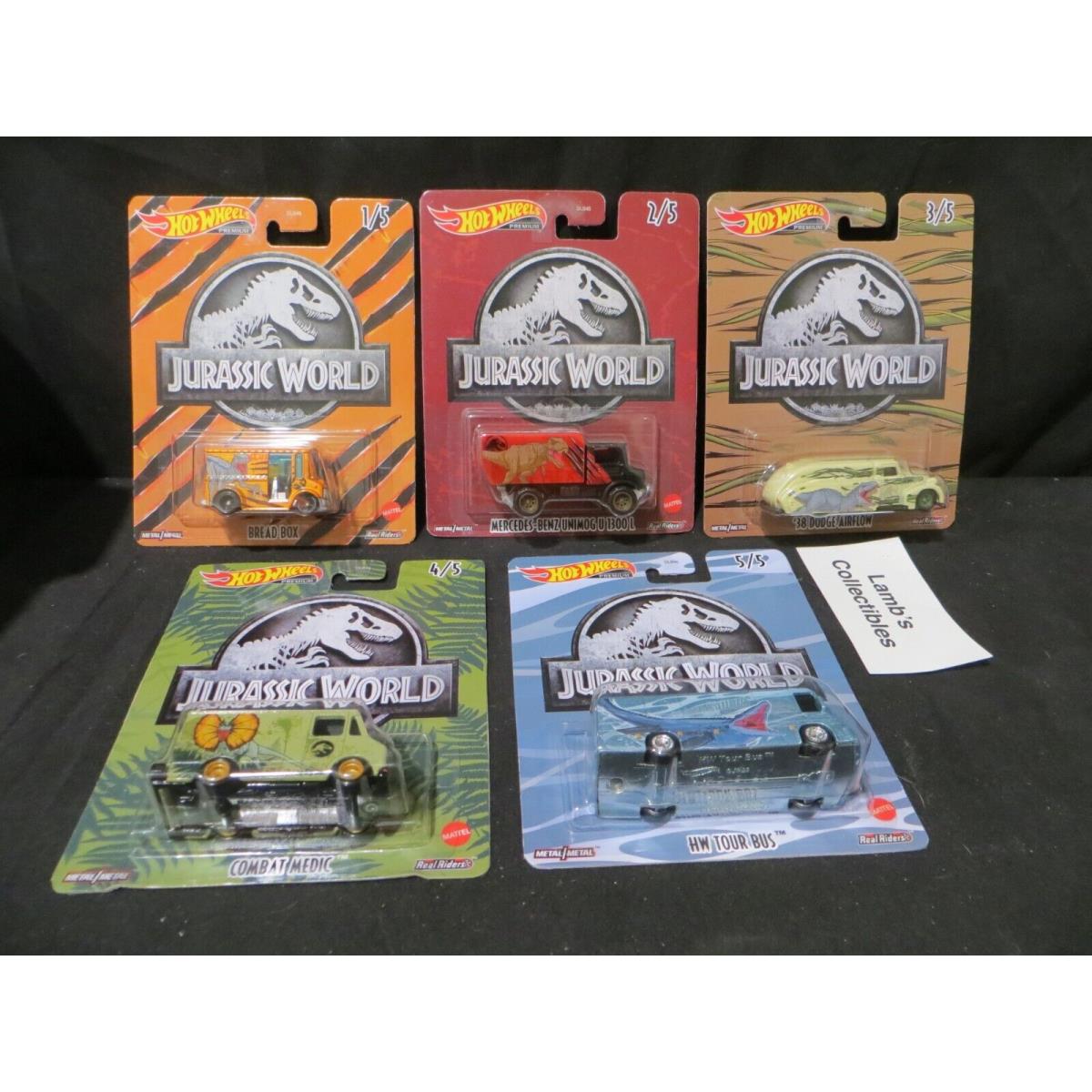 Hot Wheels Premium 2022 Pop Culture Jurassic World - Set of 5 Cars See Below