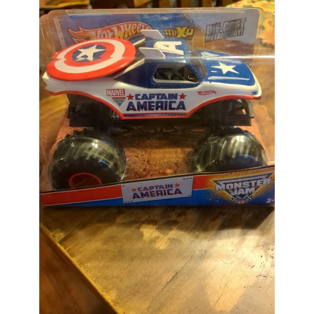 1:24 Scale Hot Wheels Monster Jam Captain America Marvel Diecast Truck Car Toy