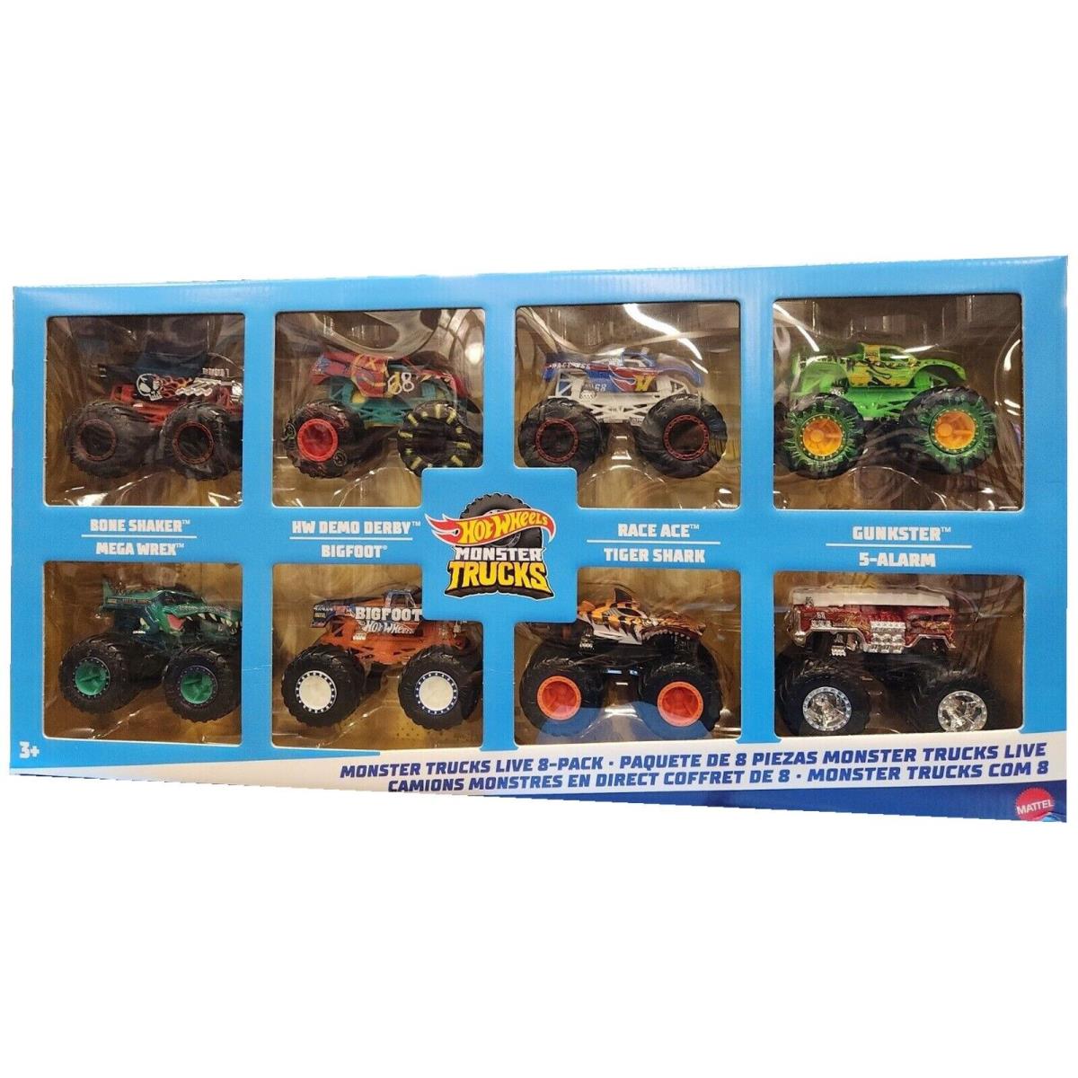 Hot Wheels Monster Trucks Live 8-Pack Multipack of 1:64 Scale Toy Trucks