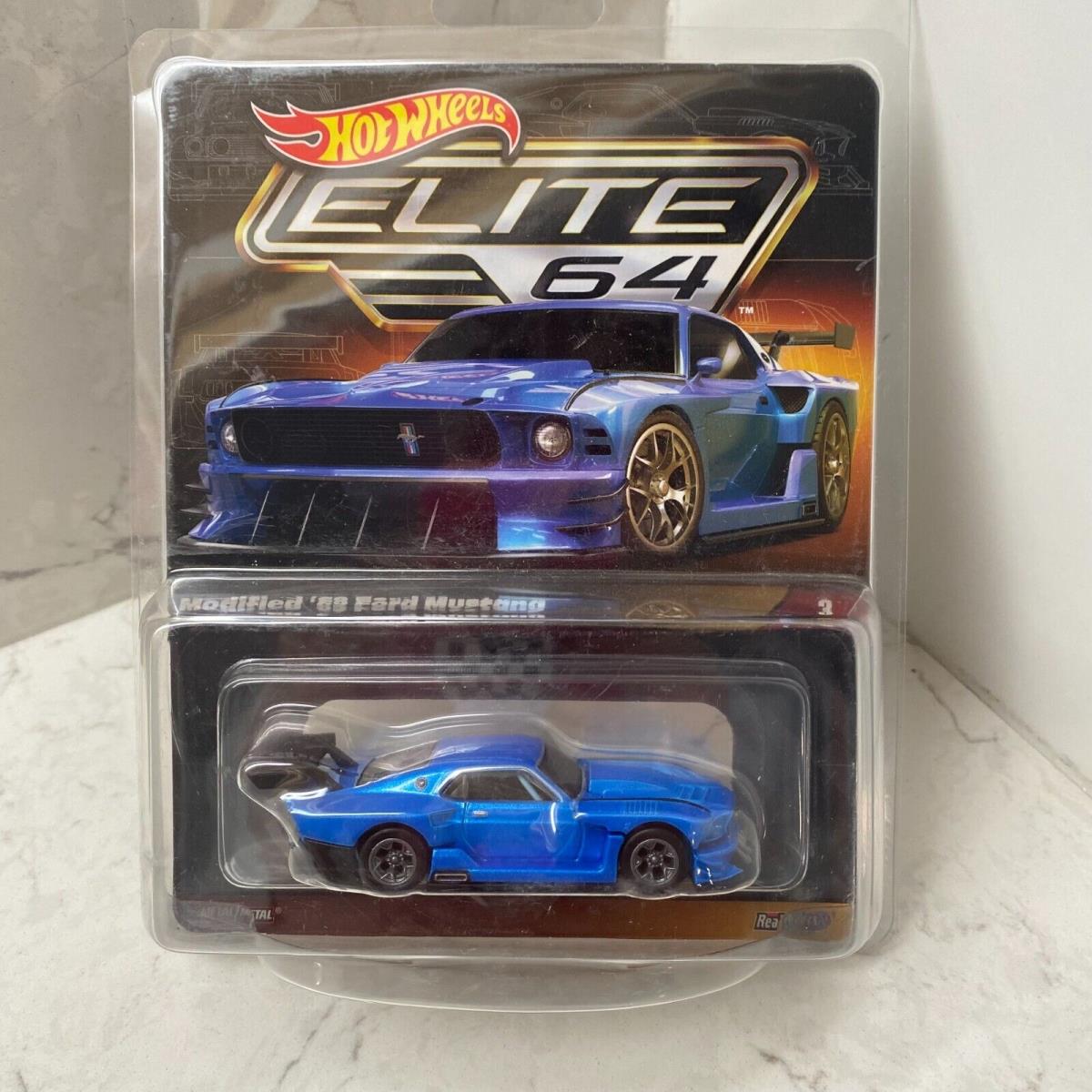 Hot Wheels Elite 64 HGW13 Blue 1:64 Diecast Modified 69 Ford Mustang Vehicle