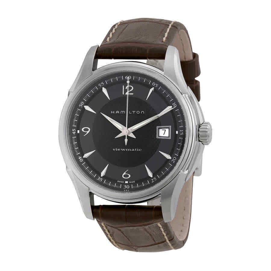 Hamilton Jazzmaster Automatic Men`s Watch H32515535 - Dial: Black, Band: Brown, Bezel: Silver