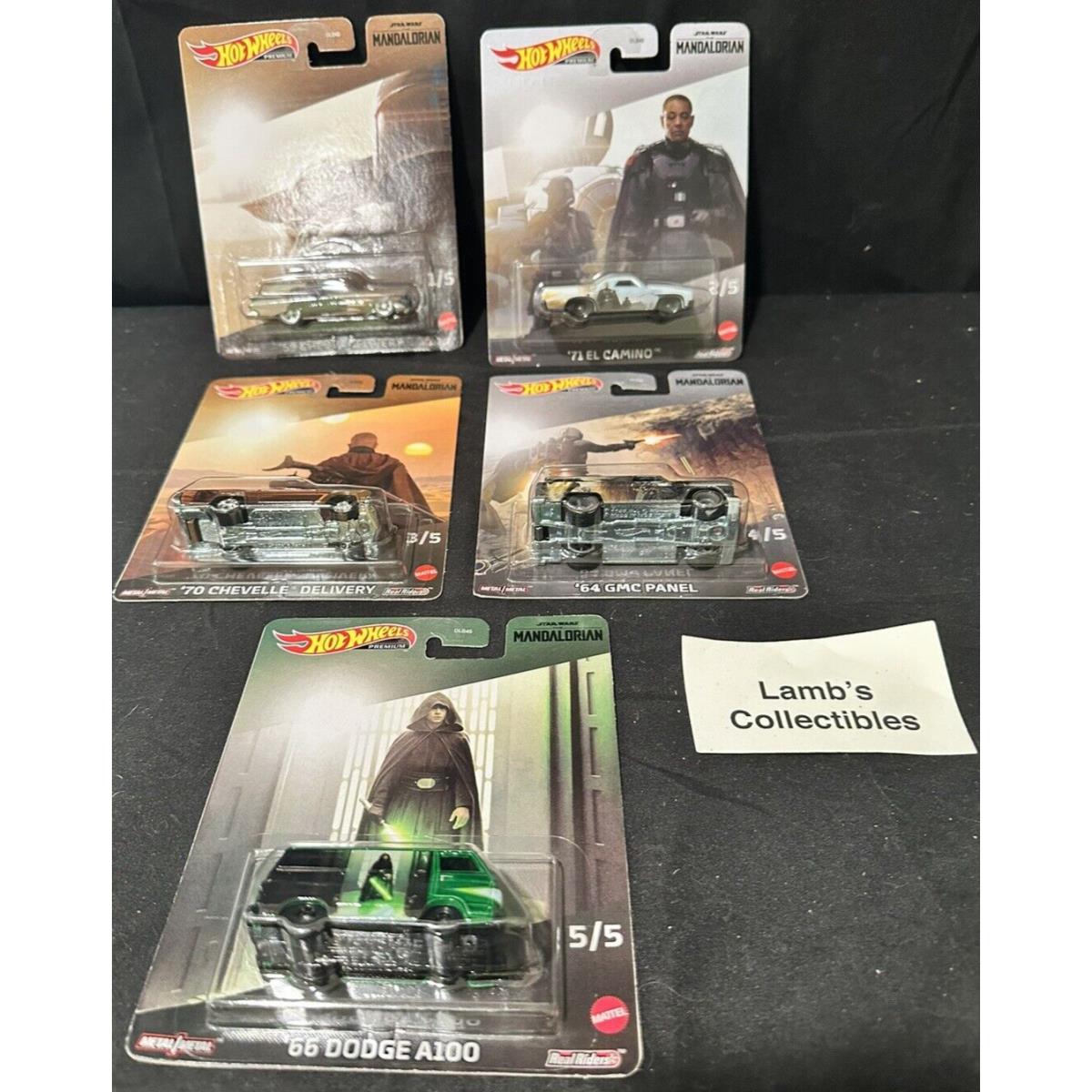 Hot Wheels 2023 Premium Pop Culture T Case Star Wars Mandalorian 5 Cars Full Set