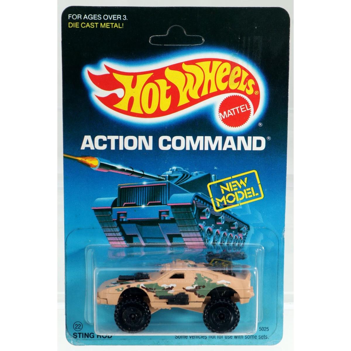 Hot Wheels Sting Rod Action Command Series 5025 Nrfp 1986 Tan Ctb 1:64