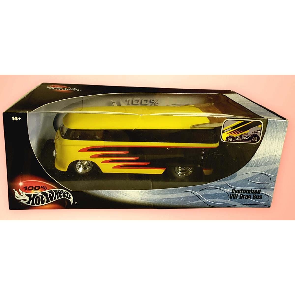 2000 Hot Wheels 1:18 Customized VW Drag Bus Yellow VW Drag Bus