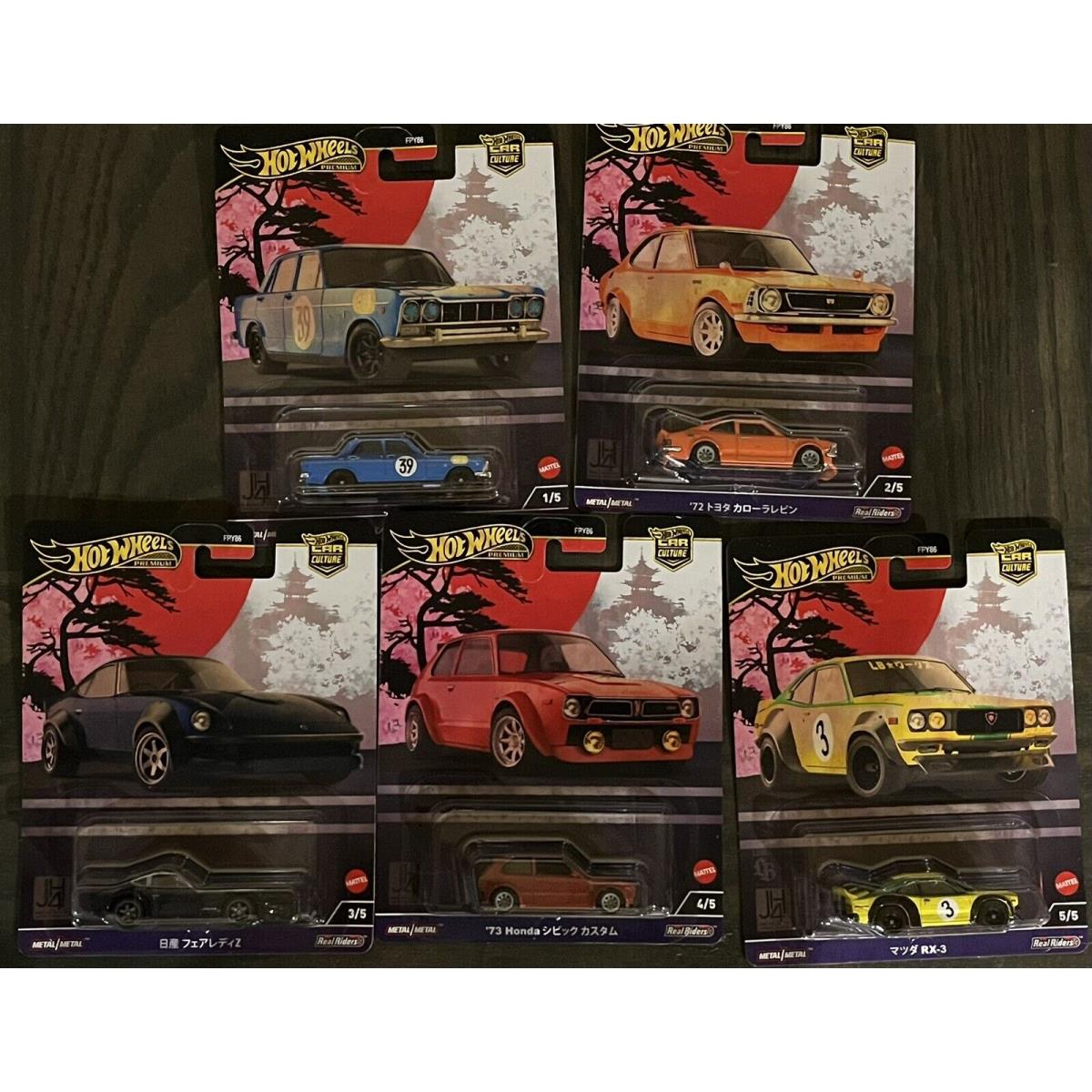 Hot Wheels Premium Car Culture Japan Set Of 5 Skyline Fairlady Corolla Civic Rx3