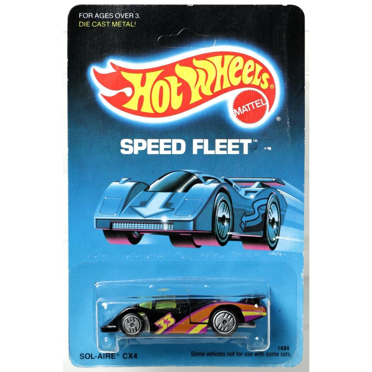 Hot Wheels Sol-aire CX4 Speed Fleet Series 1494 Nrfp 1988 Black/magenta 1:64