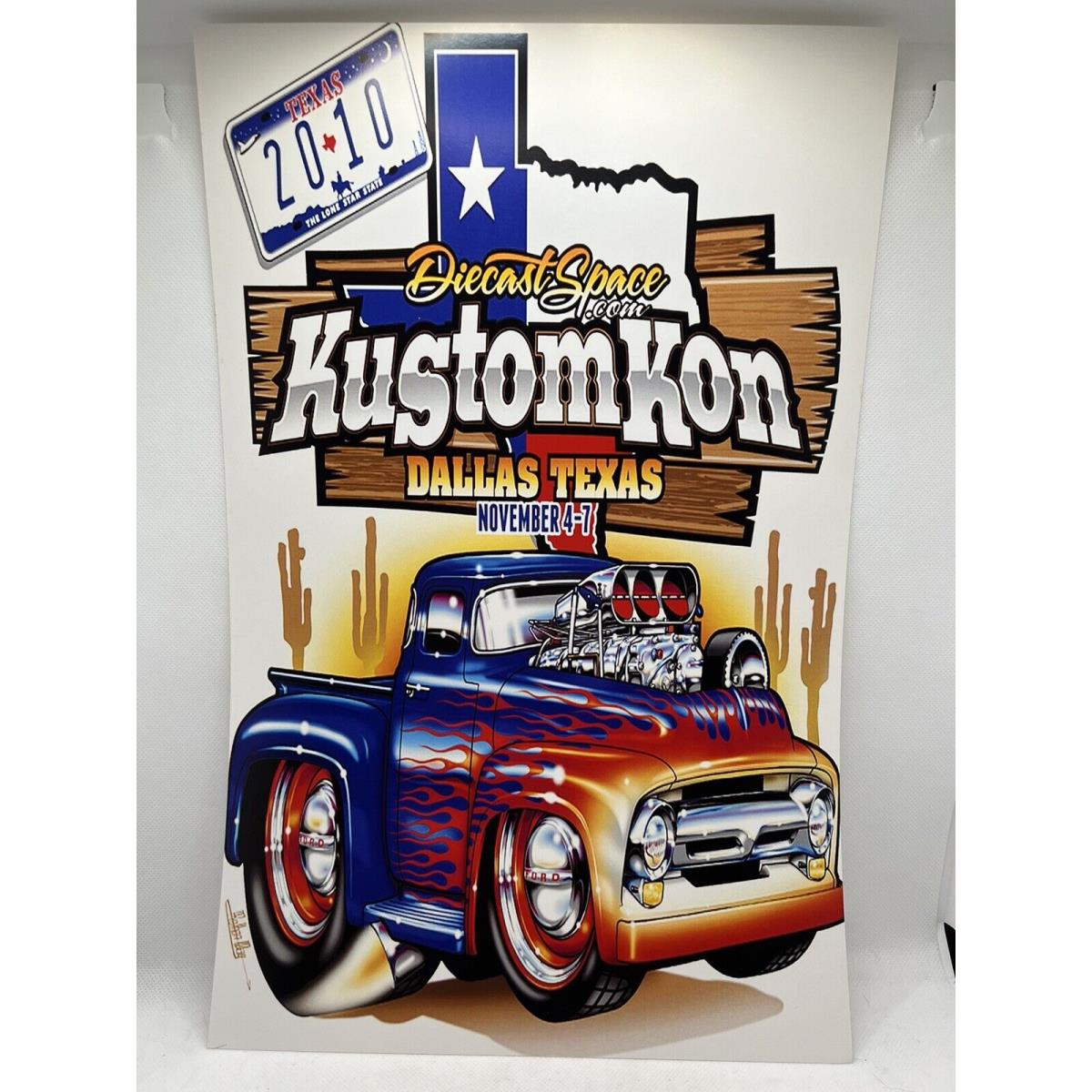 Hot Wheels Poster 16 1/2 X 10 1/2 Diecastspace.com Kustomkon Dallas TX 2010