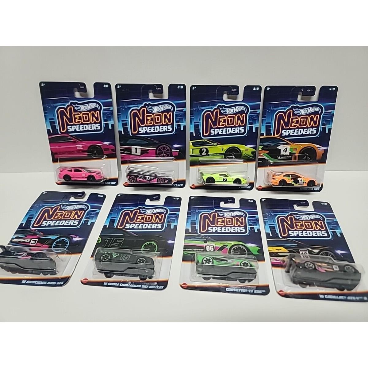 Hot Wheels 2024 Neon Speeders Series 2 Complete Set Of 8 with Pink Porsche