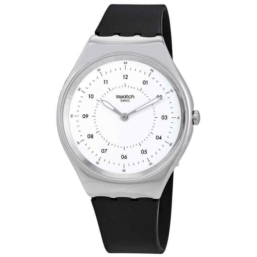 Swatch Skinnoiriron White Dial Black Rubber Unisex Watch SYXS100