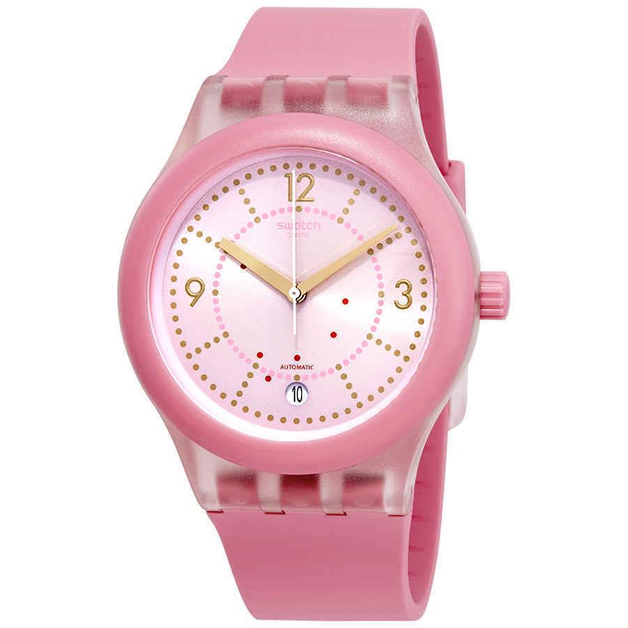 Swatch Sistem Cali Automatic Pink Dial Ladies Watch SUTP401 - Dial: Pink Sun-brushed, Band: Pink, Bezel: Tanslucent Pink