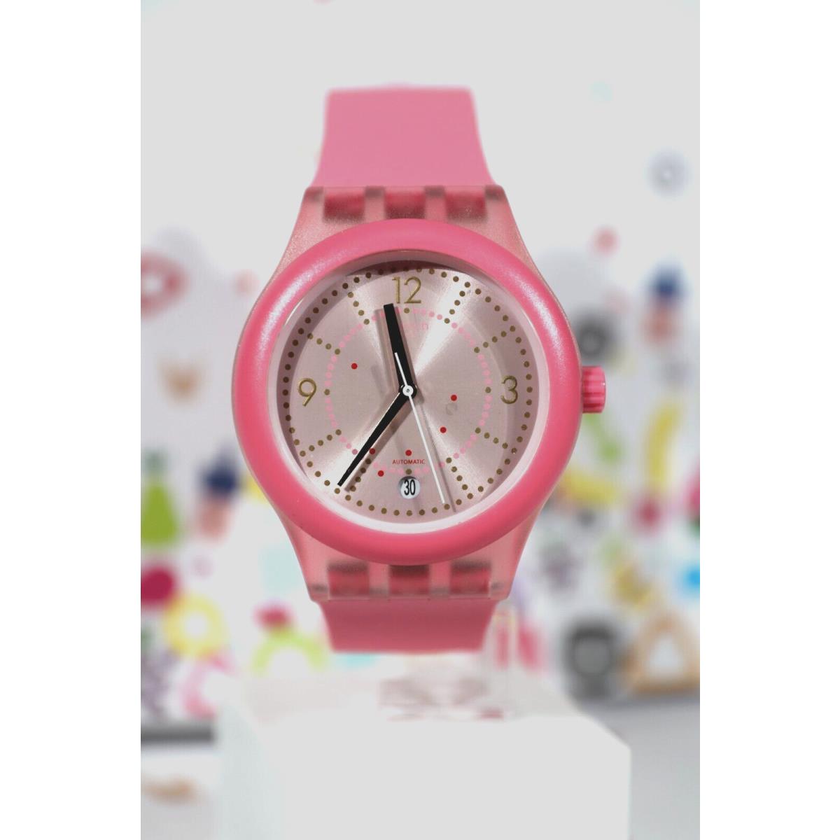 Limited Swiss Swatch Sistem 51 Cali Automatic Pink Dial Watch SUTP401