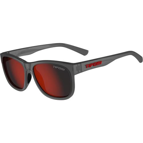 Tifosi Swank XL Mens Womens Sunglasses - Satin Vapor/smoke Lens with Red Mirror