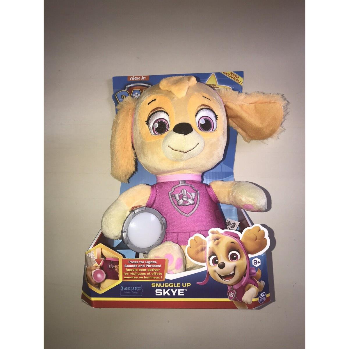 Paw Patrol Snuggle Up Lights and Sounds Skye Doll Plush Toy Night Light 2019