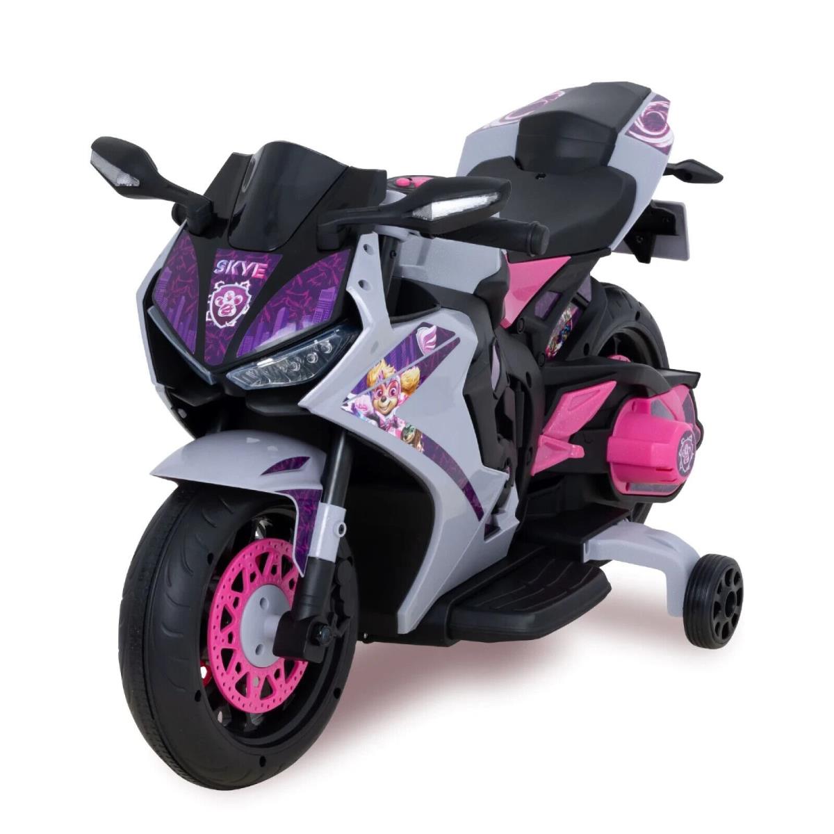 Kids Skye Paw Patrol 6V Battery-powered Motorcycle w/ Training Wheels Ages 3+