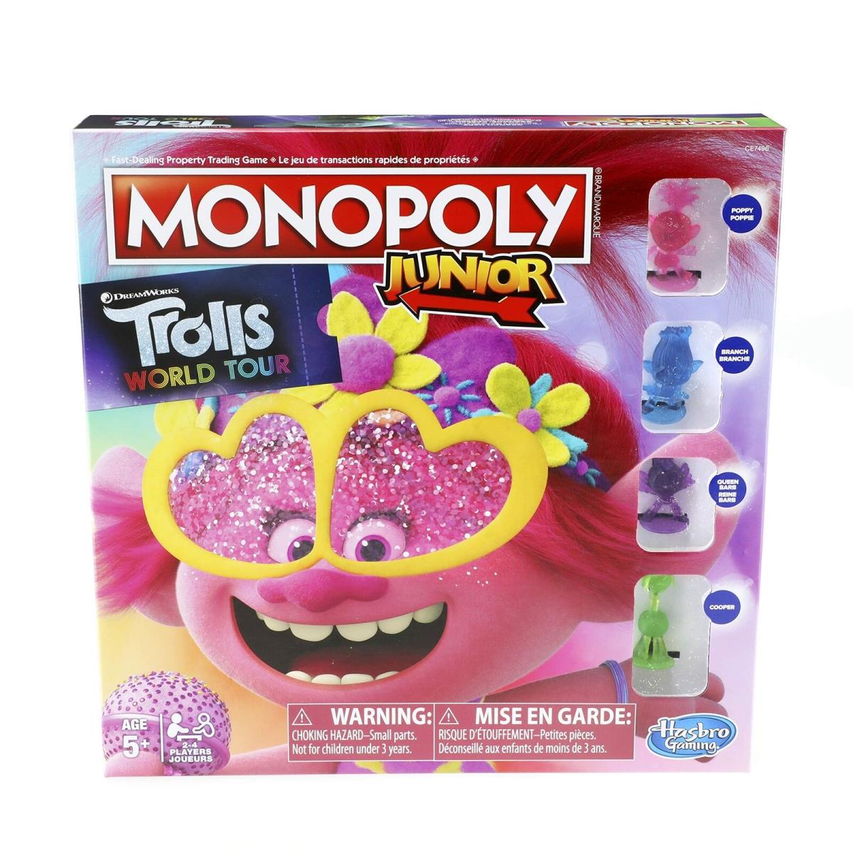 Monopoly Junior: Dreamworks Trolls World Tour Edition Board Game For Kids