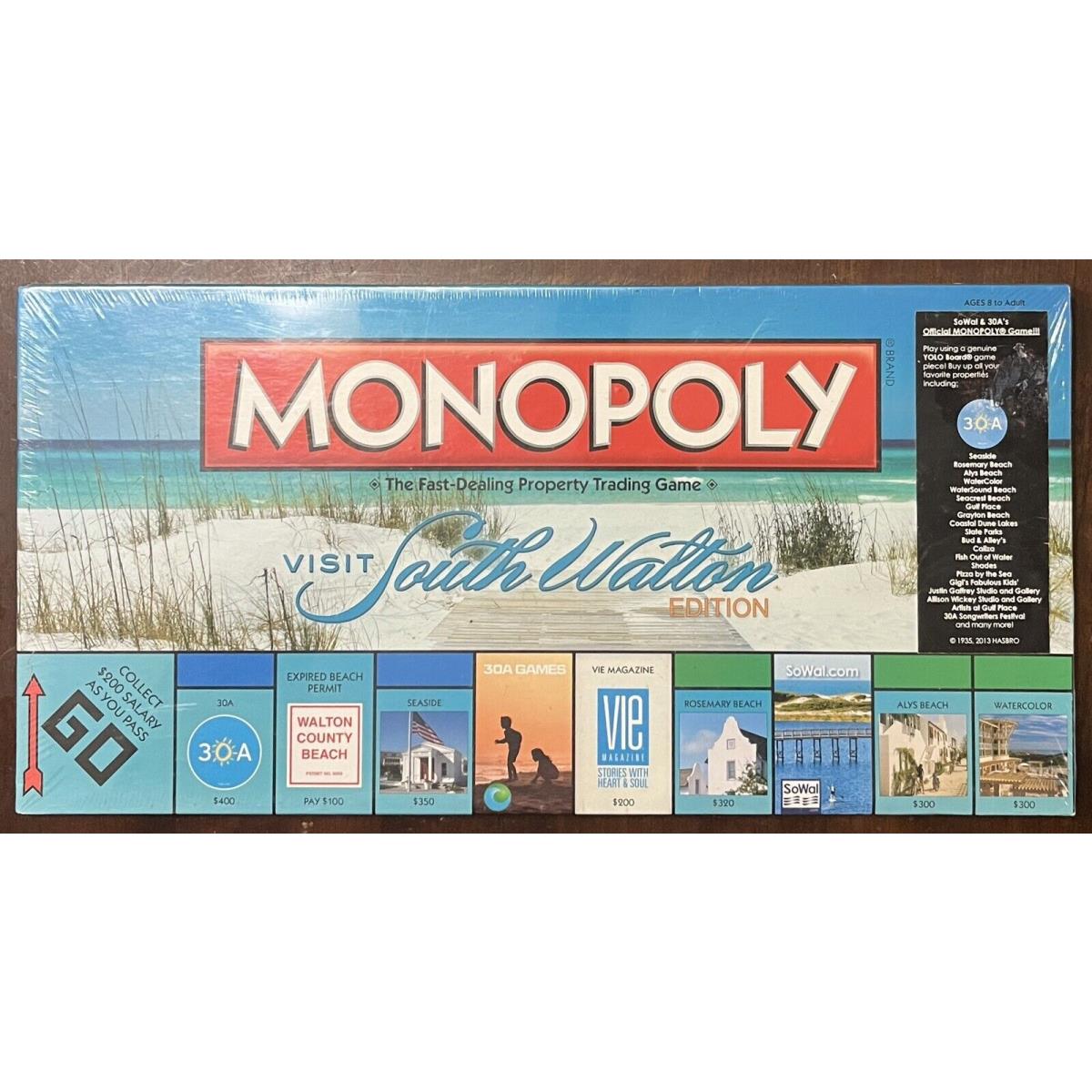 Monopoly Board Game Visit South Walton Beach Florida Edition 2013