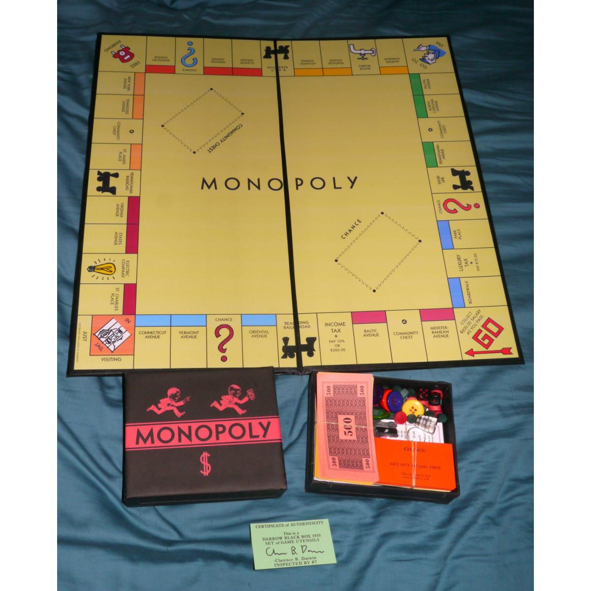 Complete Darrow Black Box 1935 Style Reproduction Monopoly Game Set