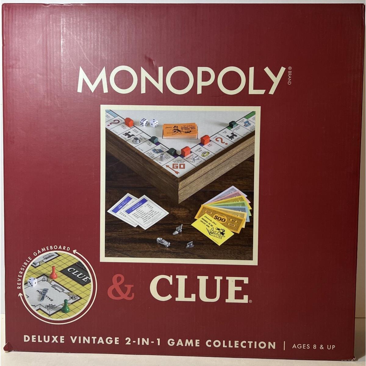 Monopoly Clue 2 in 1 Deluxe Wooden Vintage Edition Wood Board Game Content