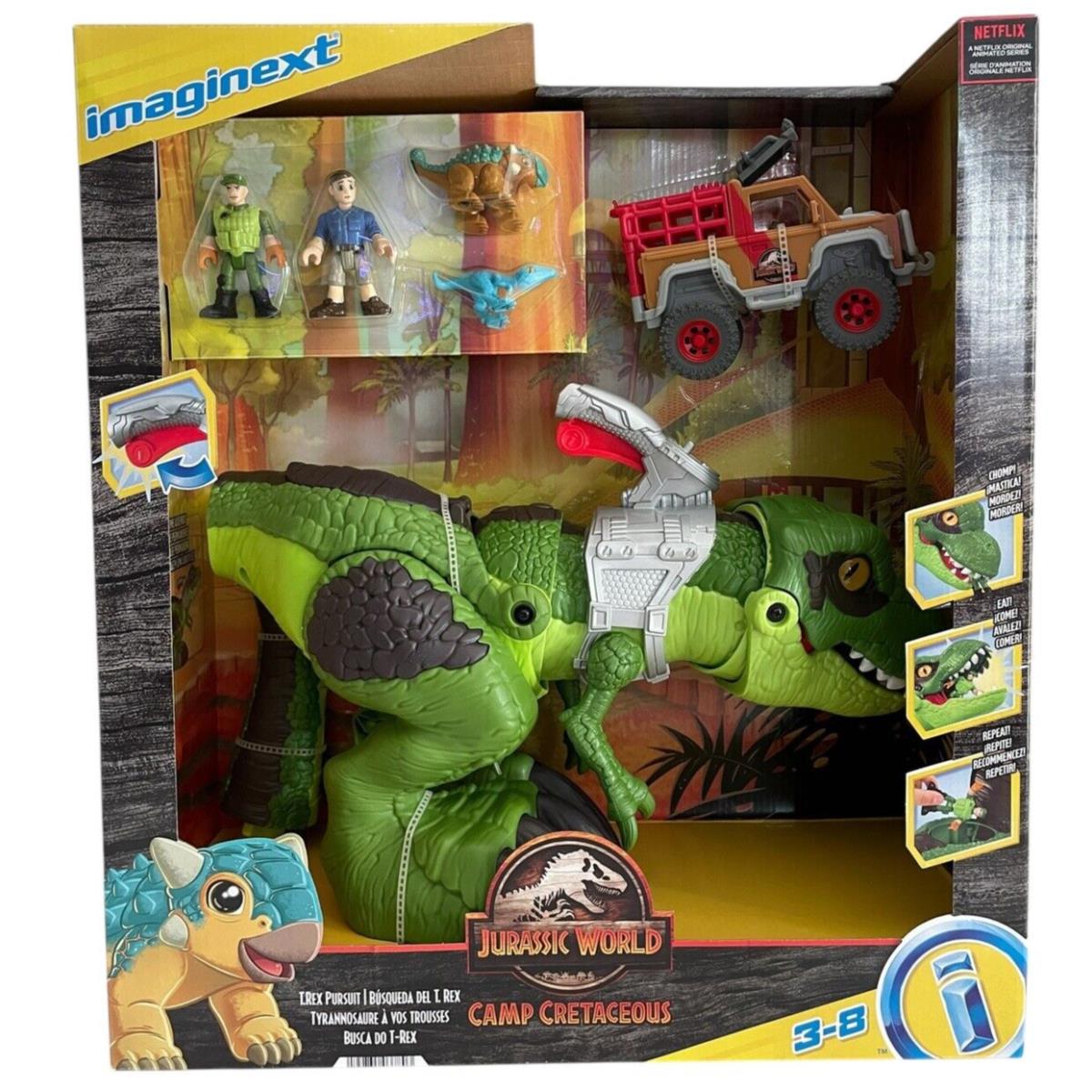 Jurassic World Imaginext Camp Cretaceous T-rex Dinosaur Pursuit Mega Playset