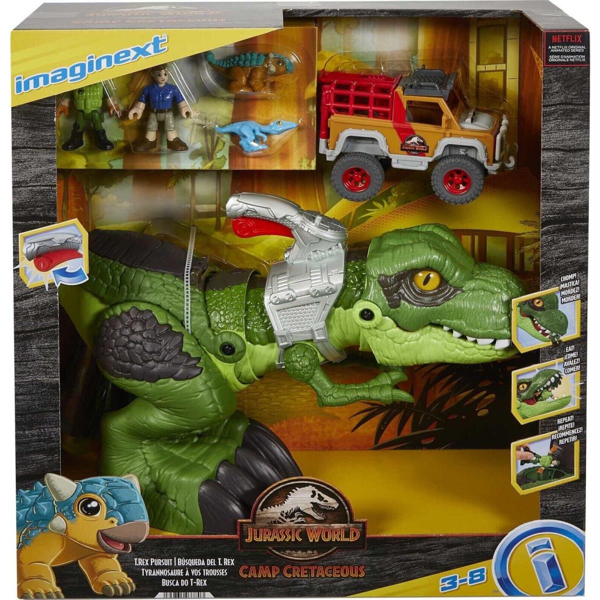 Imaginext Jurassic World Camp Cretaceous T-rex Dinosaur Pursuit Playset