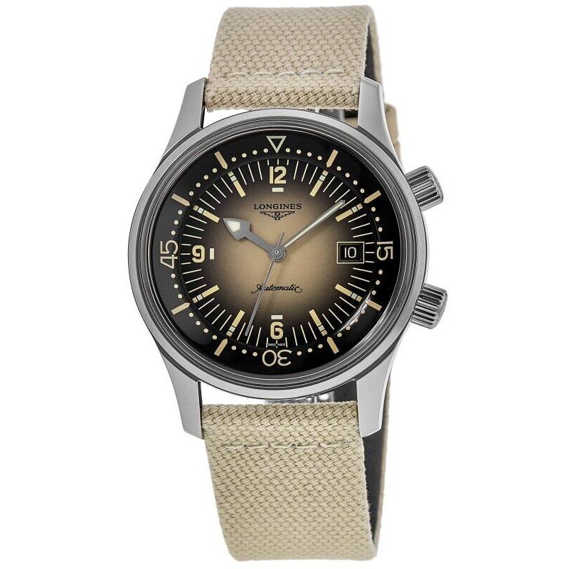 Longines Legend Diver Beige Dial Fabric Strap Men`s Watch L3.774.4.30.2