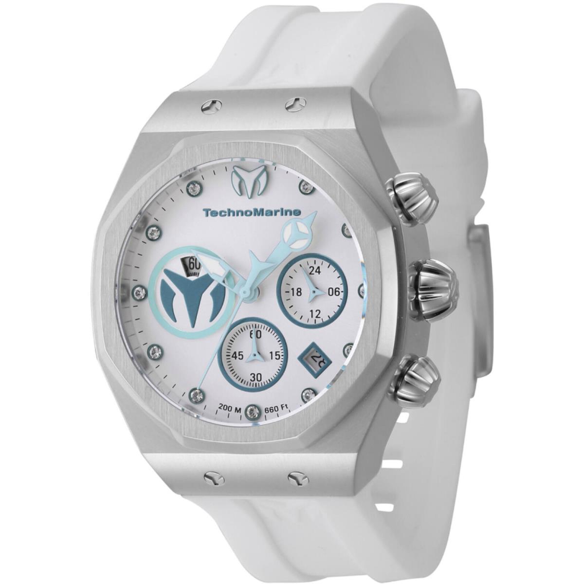 Technomarine Women`s Watch Reef Sun Chronograph White Silicone Strap TM-523005