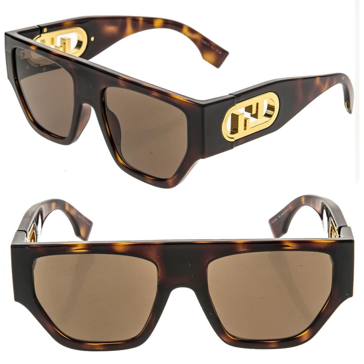 Fendi O`lock 40108 Brown Fashion FF Lock Logo Mask Unisex Sunglasses FE40108U