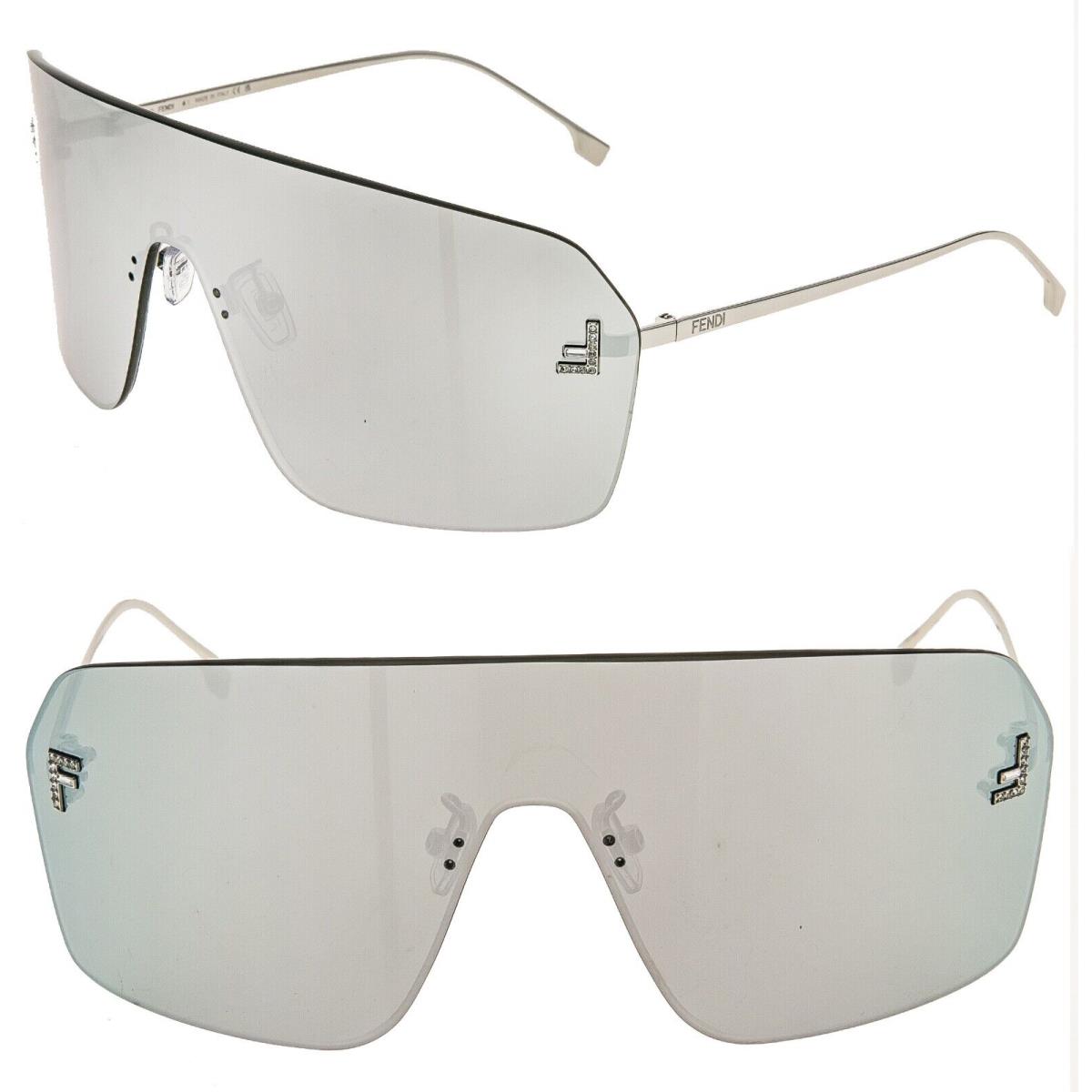 Fendi First 4121 Silver Mirrored Unisex Mask Crystal Fashion Sunglasses FE4121US