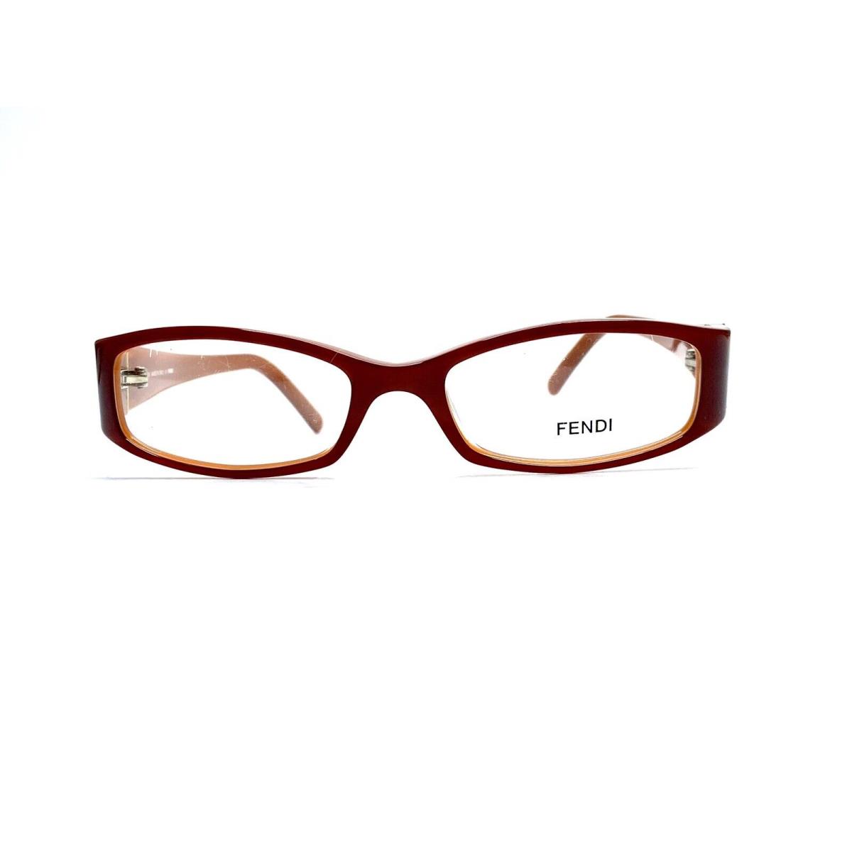 Fendi Red Brown Rectangular Glasses Studded Temple Italy F720R 613 51 17 135