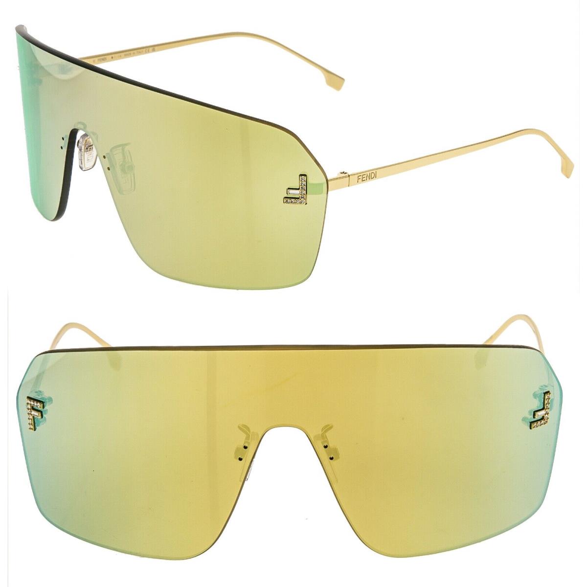 Fendi First 4121 Gold Mirrored Unisex Mask Crystal Fashion Sunglasses FE4121US