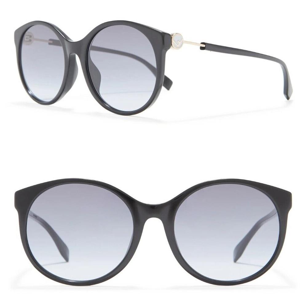 Fendi FF 0362/S 807 56mm Round Cat Eye Sunglasses Black / Grey Azure Gradient