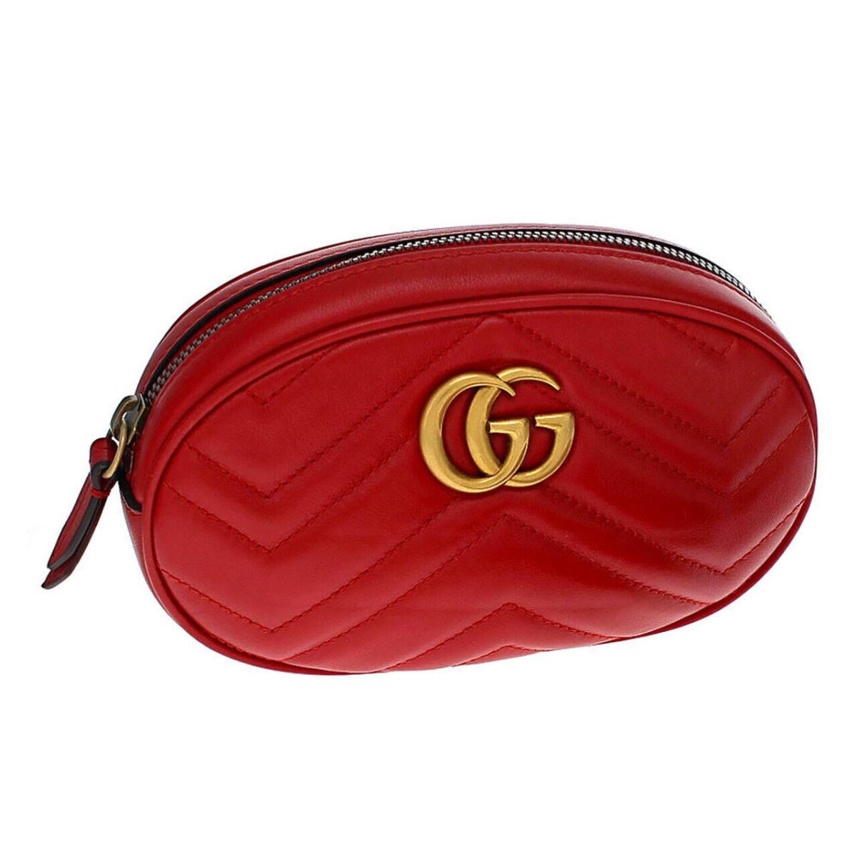 Gucci Marmont Matelasse Red Leather Belt Bag 476434 Dsvrt 6420