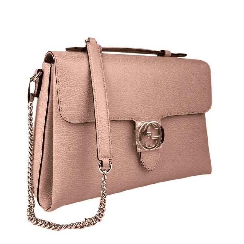 Gucci Powder Pink Leather Large Interlocking G Crossbody Chain Bag Italy