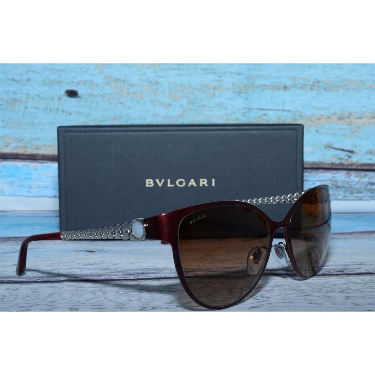 Bvlgari 6070-H 2001/13 Cat Eye Burgundy/brown Women`s Sunglasses 58mm