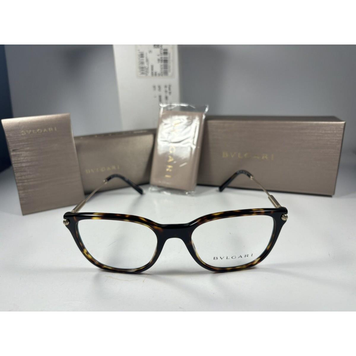 Bvlgari 3032 Eyeglasses 504 Havana Gold Frames 52/19/140