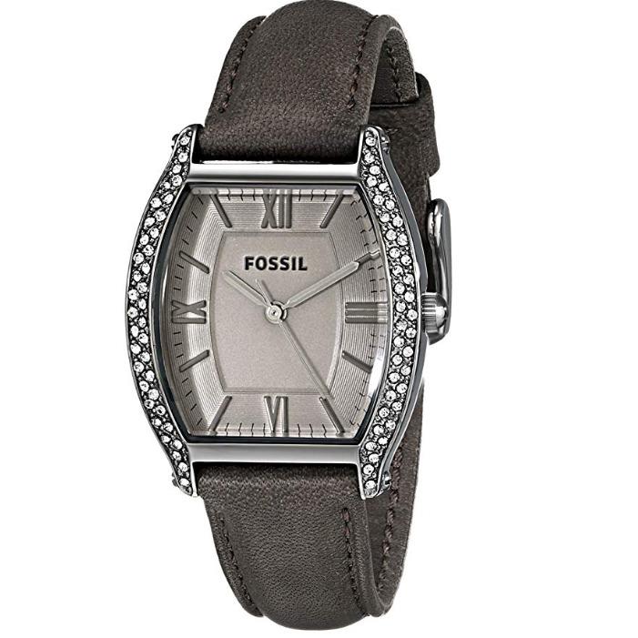 Fossil Wallace Women`s ES-3128 Crystal Accented Gray Leather Quartz Watch 30mm