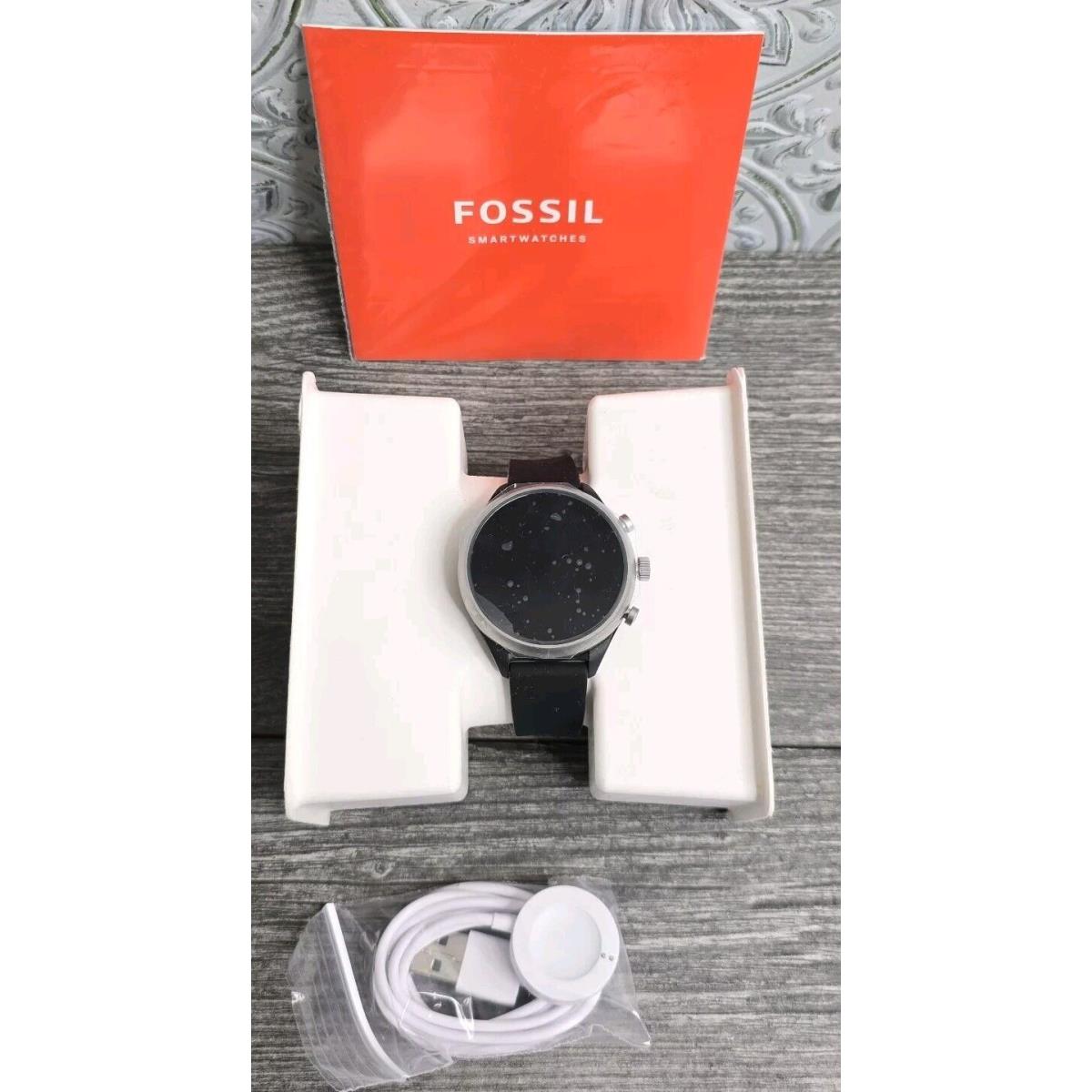 Fossil Women`s Watch FTW6024 Smartwatch Aluminum Gray Black Rubber Band 41mm