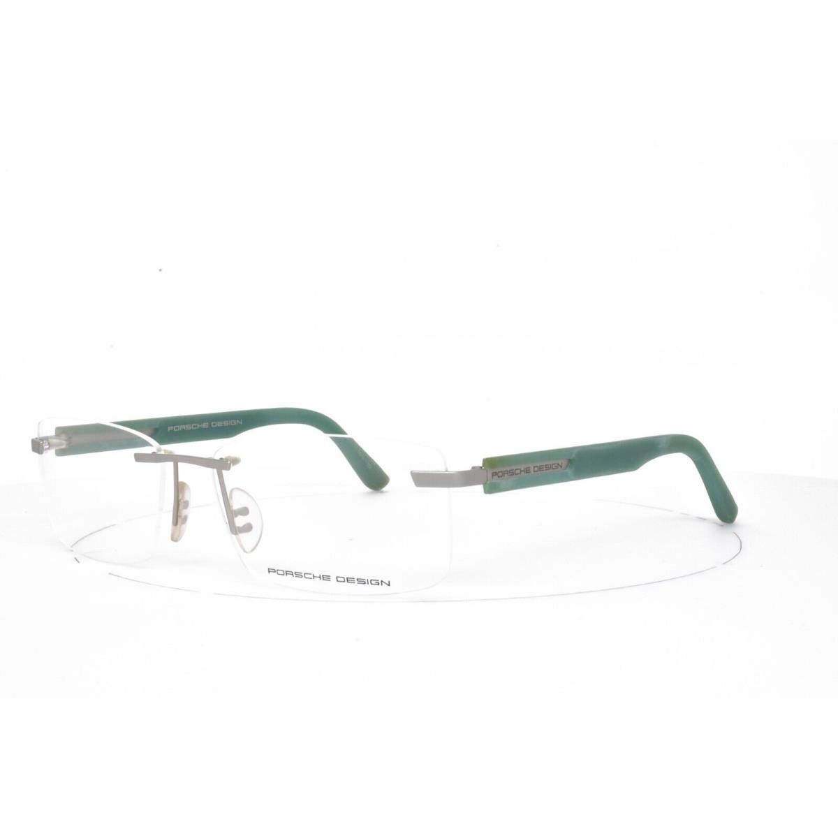 Porsche Design Eyeglasses Matte Silver Green Rimless Frame 59-16-145 8232 S1