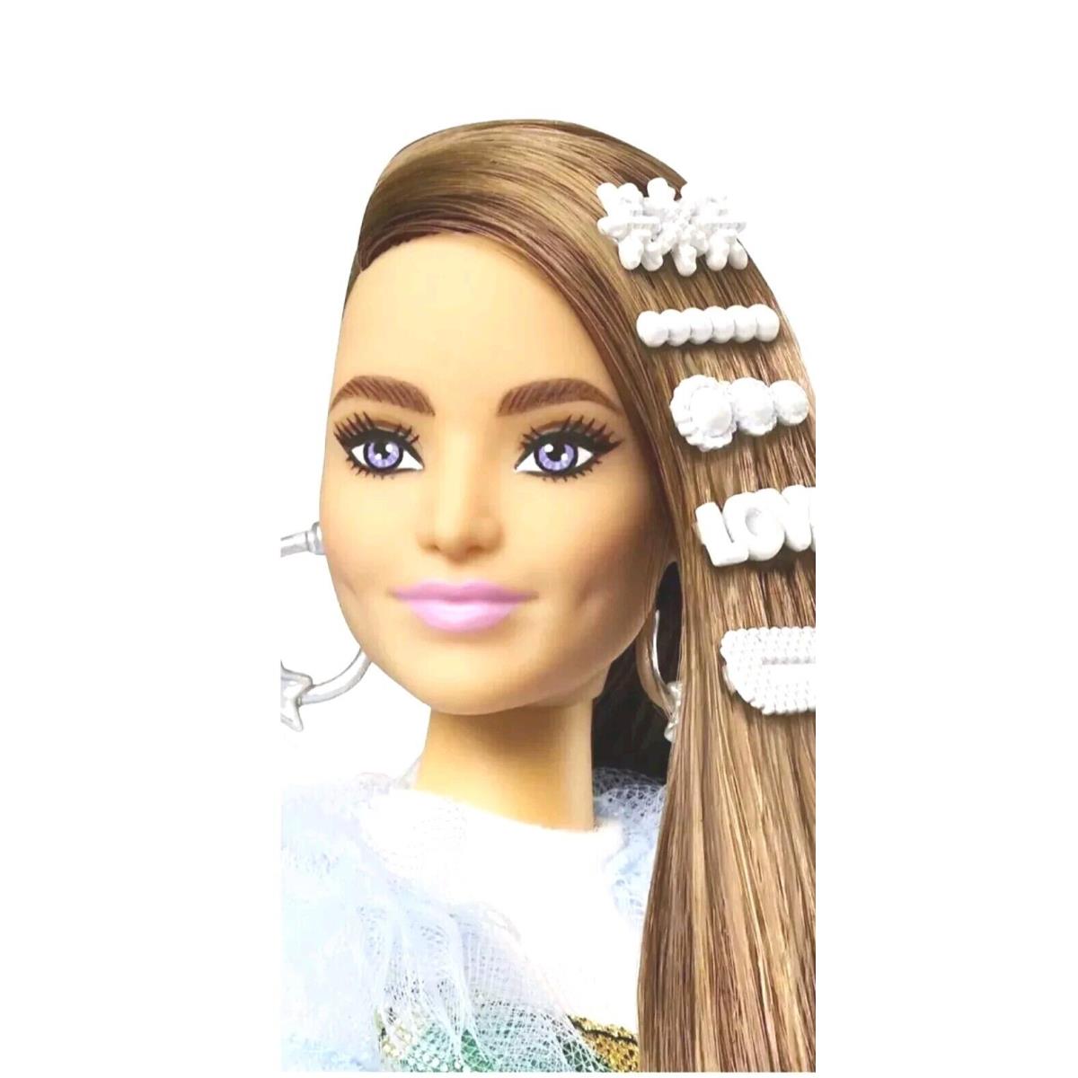 Barbie Mattel Extra with Dimples Side Shave Long Brown Accessories Alligator