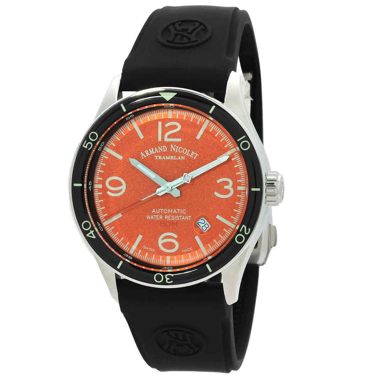 Armand Nicolet M2H Automatic Orange Dial Men`s Watch A740HNA-OR-GG2710N