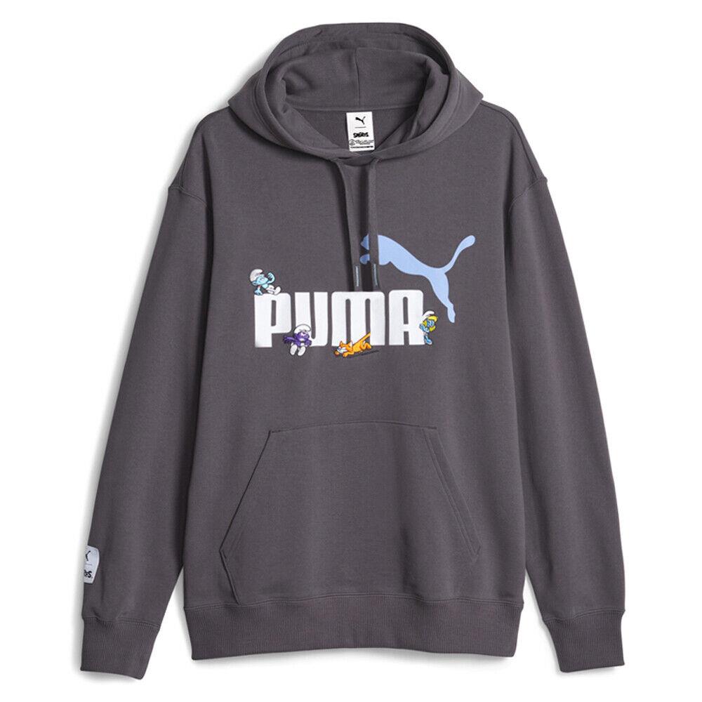 Puma The Smurfs X Graphic Pullover Hoodie Mens Grey Casual Outerwear 62219113