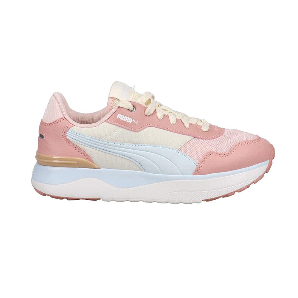 Puma Pulsar Wedge Graphic Lace Up Womens Off White Pink Sneakers Casual Shoes - Off White, Pink