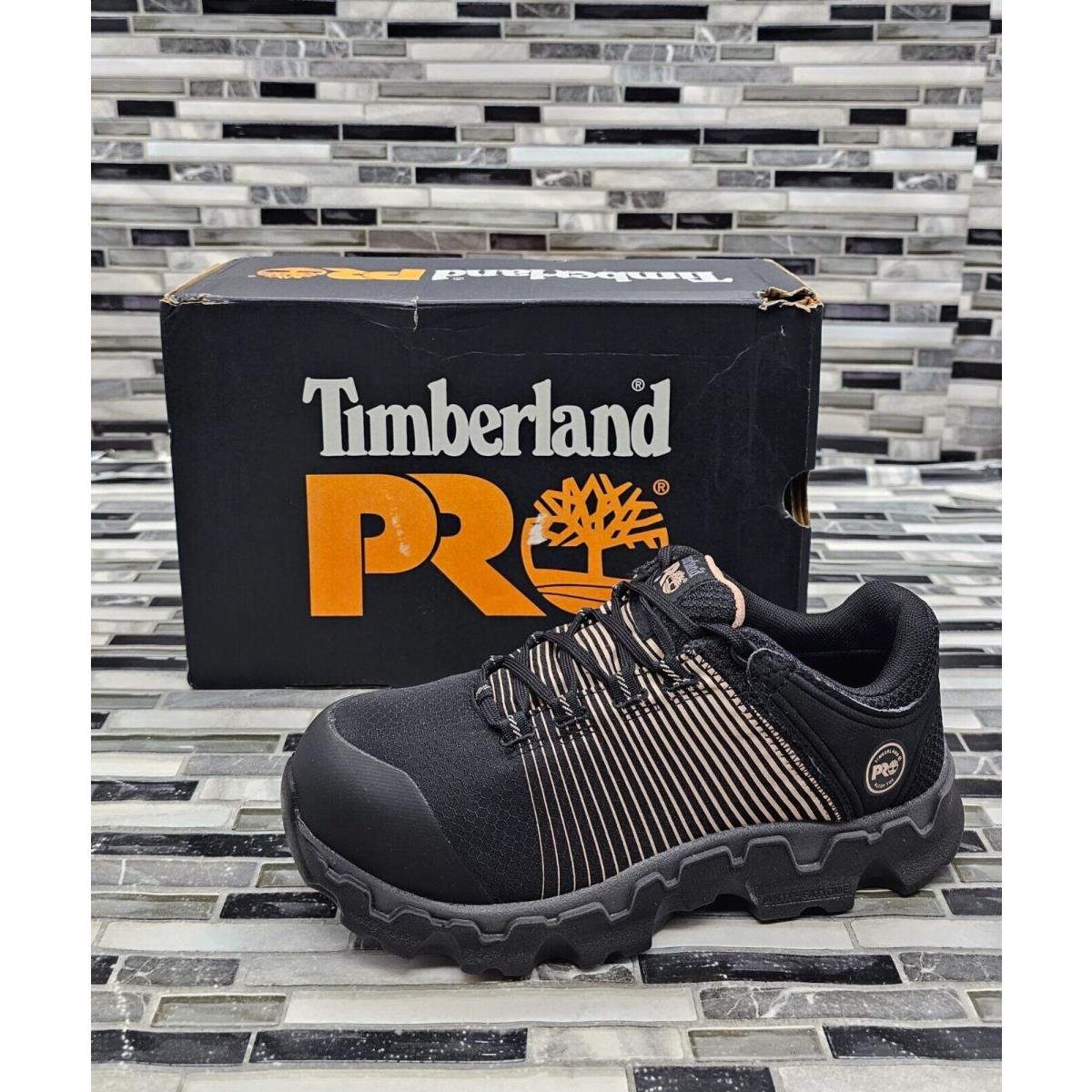 Timberland Powertrain Sport Sd+ Black Women`s Steel Toe Work Shoes Size 7.5