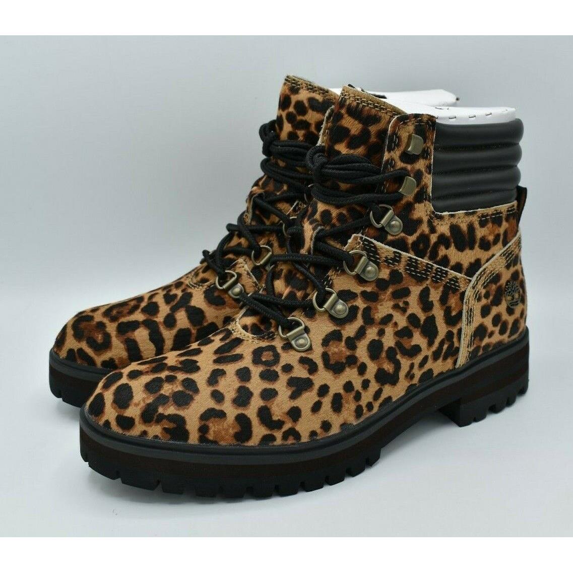 Timberland Womens Size 8 London Square Mid Hiker Leopard Leather Boots Shoes