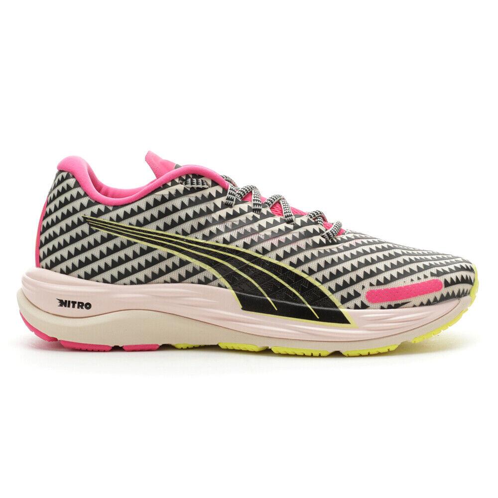 Puma Lemlem X Velocity Nitro 2 Running Womens Beige Pink Yellow Sneakers Athl - Beige, Pink, Yellow